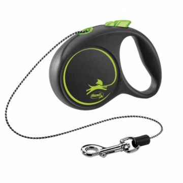 Lesa pentru caini Black design Snur, Flexi, Retractabil, Pana la 8 kg, XS, 3 metri, Verde la reducere