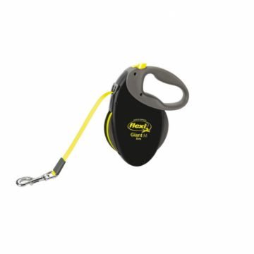 Lesa pentru caini Neon Gigant banda, Flexi, Retractabil, Pana la 25 kg, M, 8 metri, Negru Neon la reducere