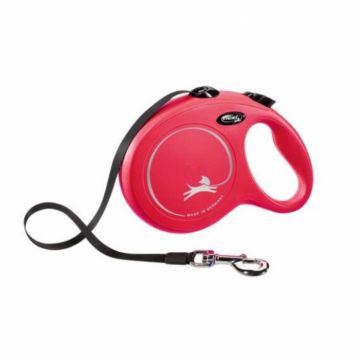 Lesa pentru caini New Classic banda, Flexi, Retractabil, Pana la 50 kg, L, 8 metri, Rosu ieftin