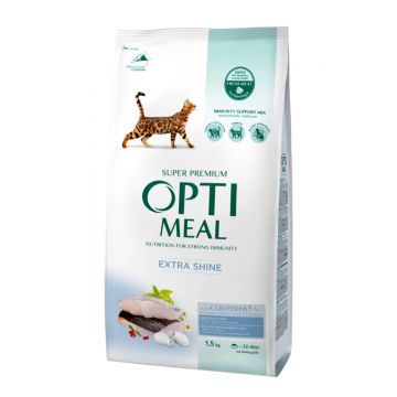 OPTIMEAL Extra Shine, Cod, hrană uscată pisici, piele și blană OPTIMEAL Extra Shine, Cod, hrană uscată pisici, piele & blană, 1.5kg