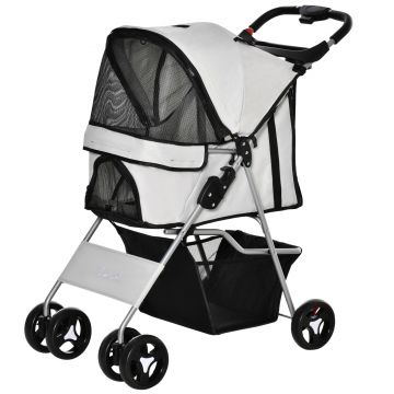 PawHut Cărucior Portabil pentru Câinii Tăi, 3 Plase Ventilate, Roșu, Oțel și Tesătură Oxford, 75x46x94cm | Aosom Romania