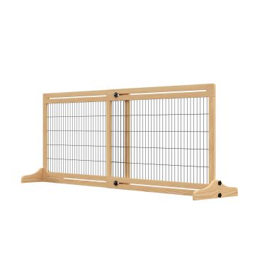 PawHut Poarta Extra Lata Independenta de 183x36x70cm pentru Animale de Companie, cu Lungime Reglabila, Bariere pentru Casa, Usa, Hol, Natur