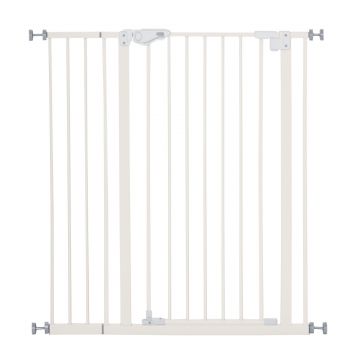 PawHut Poarta pentru Caini cu 4 Suruburi Reglabile si Banda Adeziva, Poarta de Siguranta din Metal si Plastic, 86x104.1 cm, Alb | Aosom Romania