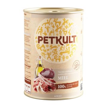 PETKULT Grain Free Adult, Miel, conservă hrană umedă fără cereale câini, 400g