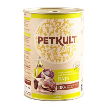 PETKULT Grain Free Adult, Rață, conservă hrană umedă fără cereale câini, 400g