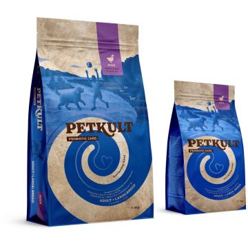 PETKULT Probiotics Adult Large Breed, L-XL, Rață și orez brun, hrană uscată câini, sistem digestiv & probiotice, 2kg