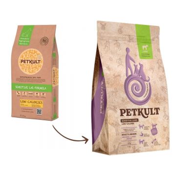 PETKULT Sensitive Care Low Calorie Adult și Senior Medium & Large Breed, M-XL, Miel și orez brun, hrană uscată câini, alergii, obezitate, 12kg