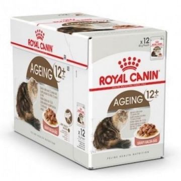 Royal Canin Ageing 12+, hrană umedă pisici senior, (în sos) Royal Canin Ageing 12+, bax hrană umedă pisici senior, (în sos), 85g x 12