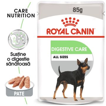 Royal Canin Digestive Care Adult, hrană umedă câini, confort digestiv, (pate) Royal Canin Digestive Care Adult, plic hrană umedă câini, confort digestiv, (pate), 85g
