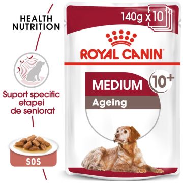 Royal Canin Medium Ageing, hrană umedă câini senior, (în sos) Royal Canin Medium Ageing, bax hrană umedă câini senior, (în sos), 140g x 10