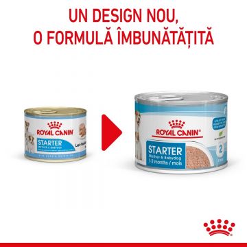 ROYAL CANIN Starter, mama și puiul, conservă hrană umedă câini, (pate), 195g