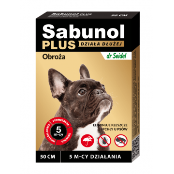 SABUNOL PLUS, deparazitare externă câini, zgardă, M(10 - 25kg), 50 cm, maro, 1buc de firma original