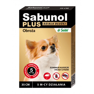 SABUNOL PLUS, deparazitare externă câini, zgardă, XS-S(2 - 10kg), 35 cm, maro, 1buc