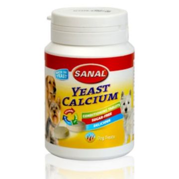 Sanal Dog Yeast Calcium 150 g la reducere