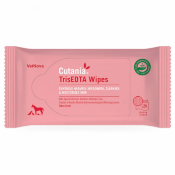 Servetele dermatologice cu actiune antibacteriana pentru ingrijirea si curatarea pielii, Cutania TrisEDTA Wipes, VetNova, 24 servetele ieftin