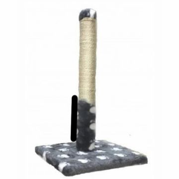 Ansamblu de joaca pentru pisici tip coloana pe suport Gri cu model labute 50 x 30 cm la reducere