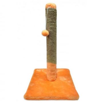 Ansamblu de joaca pentru pisici tip coloana pe suport portocaliu cu ciucure 50 x 30 cm