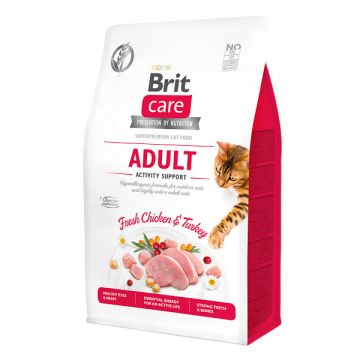 Brit Care Adult Activity Support, Pui și Curcan, hrană uscată fară cereale pisici, activitate intensă, 400g ieftina