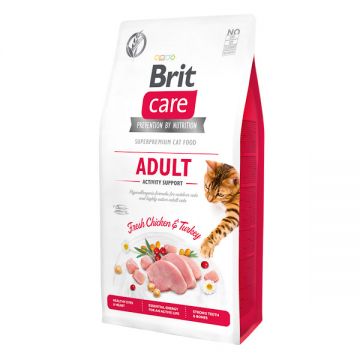 Brit Care Adult Activity Support, Pui și Curcan, hrană uscată fără cereale pisici, activitate intensă, 7kg