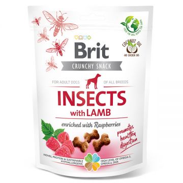 Brit Care Crunchy Cracker, Insecte și Miel cu Zmeură, recompense fară cereale câini, 200g de firma originala