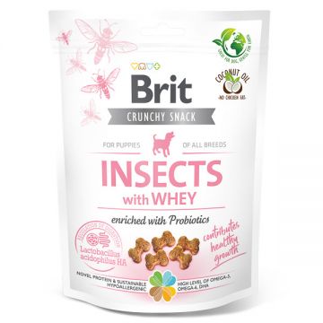 Brit Care Crunchy Cracker, Insecte și Zer cu Probiotice, recompense fară cereale câini junior, 200g de firma originala
