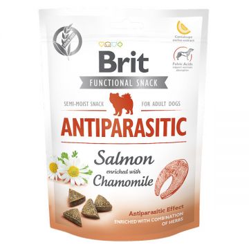 Brit Care Functional Snack Antiparasitic, Somon cu Musetel, recompense funtionale fară cereale câini, antiparazitar, 150g