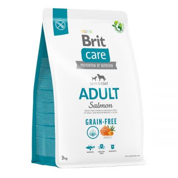Brit Care Grain-Free Adult, XS-M, Somon, hrană uscată fără cereale câini, piele & blană, 3kg