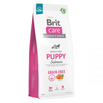 Brit Care Grain-Free Puppy, XS-XL, Somon, hrană uscată fără cereale câini junior, piele & blană, 12kg ieftina