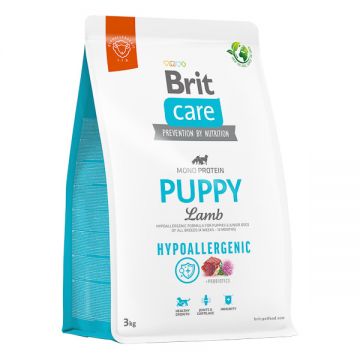 Brit Care Hypoallergenic Puppy, XS-XL, Miel, hrană uscată monoproteică câini junior, sistem imunitar & alergii, 3kg
