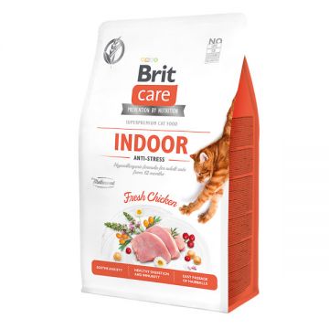 Brit Care Indoor Anti-Stress, Pui, hrană uscată fără cereale pisici, antistres, 400g ieftina