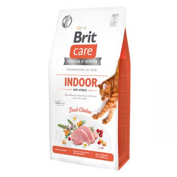 Brit Care Indoor Anti-Stress, Pui, hrană uscată fără cereale pisici, antistres, 7kg ieftina