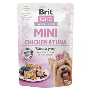 Brit Care Mini, XS-S, File Pui și Ton, plic hrană umedă câini, (în sos), 85g ieftina