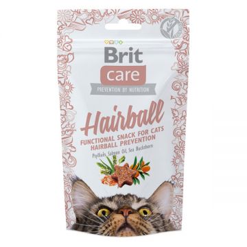 Brit Care Snack Hairball, Rata, recompense functionale fară cereale pisici, limitareaghemurilor de blană, 50g ieftina
