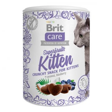 Brit Care Snack Superfruits Kitten, Pui, recompense fară cereale pisici junior, 100g ieftina