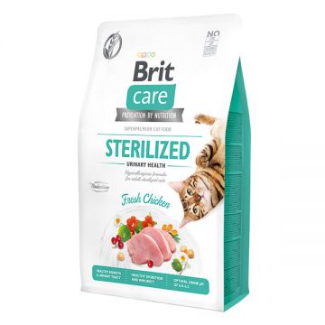 Brit Care Sterilized Urinary Health, Pui, hrană uscată fără cereale pisici sterilizate, sensibilități urinare, 2kg
