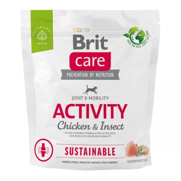 Brit Care Sustainable Activity, XS-XL, Pui și Insecte, hrană uscată câini, activitate intensă, sistem articular, 1kg ieftina
