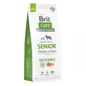Brit Care Sustainable Senior, XS-XL, Pui și Insecte, hrană uscată câini senior, sistem digestiv, 12kg de firma originala