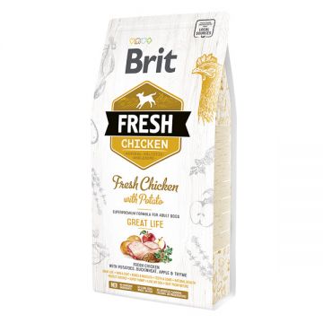 Brit Fresh Great Life Adult S-XL, Pui cu Cartof, hrană uscată conținut redus cereale câini, 2.5kg