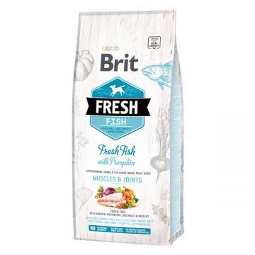 Brit Fresh Muscles & Joints Adult L-XL, Pește cu Dovleac, hrană uscată conținut redus cereale câini, 12kg de firma originala