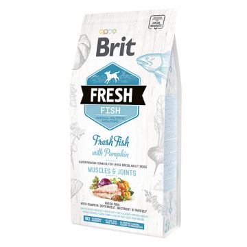 Brit Fresh Muscles & Joints Adult L-XL, Pește cu Dovleac, hrană uscată conținut redus cereale câini, 2.5kg