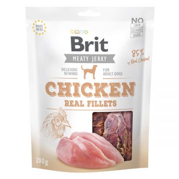Brit Jerky Chicken Fillets, recompense câini, File deshidratat Pui, 200g de firma originala