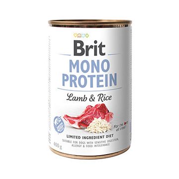 Brit Mono Protein, Miel cu Orez brun, Conservă hrană umedă monoproteică conținut redus cereale câini, (pate), 400g de firma originala