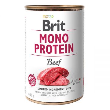 Brit Mono Protein, Vita, Conservă hrană umedă monoproteică fară cereale câini, (pate), 400g