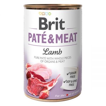 Brit Pate & Meat, Miel, Conservă hrană umedă fară cereale câini, (pate cu bucăți de carne), 400g