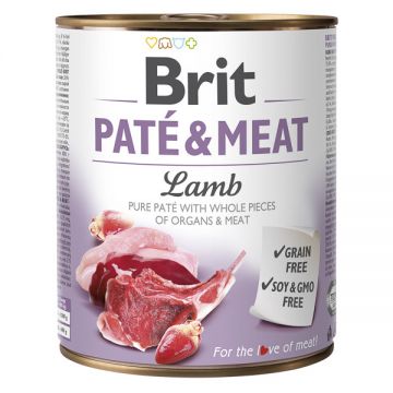 Brit Pate & Meat, Miel, Conservă hrană umedă fără cereale câini, (pate cu bucăți de carne), 800g