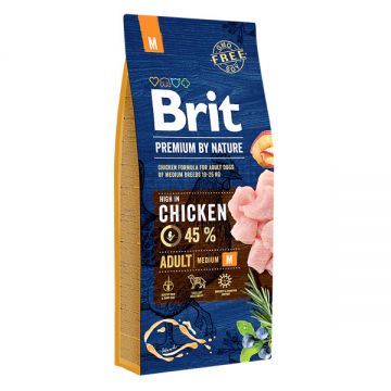 Brit Premium By Nature, Adult Medium Breed, M, Pui, hrană uscată câini, 15kg