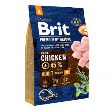Brit Premium By Nature, Adult Medium Breed, M, Pui, hrană uscată câini, 3kg