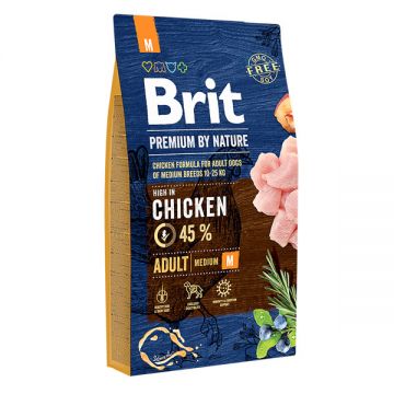 Brit Premium By Nature, Adult Medium Breed, M, Pui, hrană uscată câini, 8kg