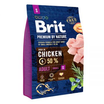 Brit Premium By Nature, Adult Small Breed, XS-S, Pui, hrană uscată câini, 3kg