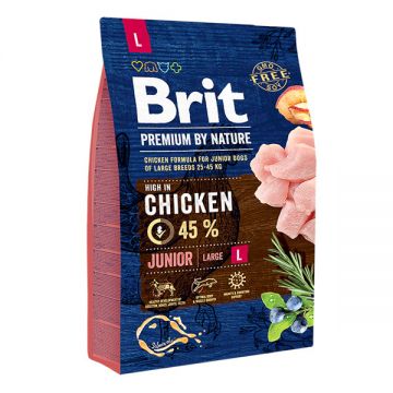 Brit Premium By Nature, Junior Large Breed, L, Pui, hrană uscată câini junior, 3kg